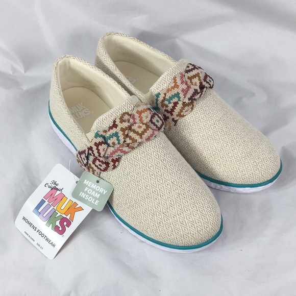 Muk Luks Women’s Boardwalk Stroll Taupe Sneaker Loafer Size 8.5 NEW With Tags - Picture 2 of 15